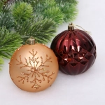 Новогодние шары «Волшебный бал» 8 см (набор 6 шт), Шоколад/Шампань