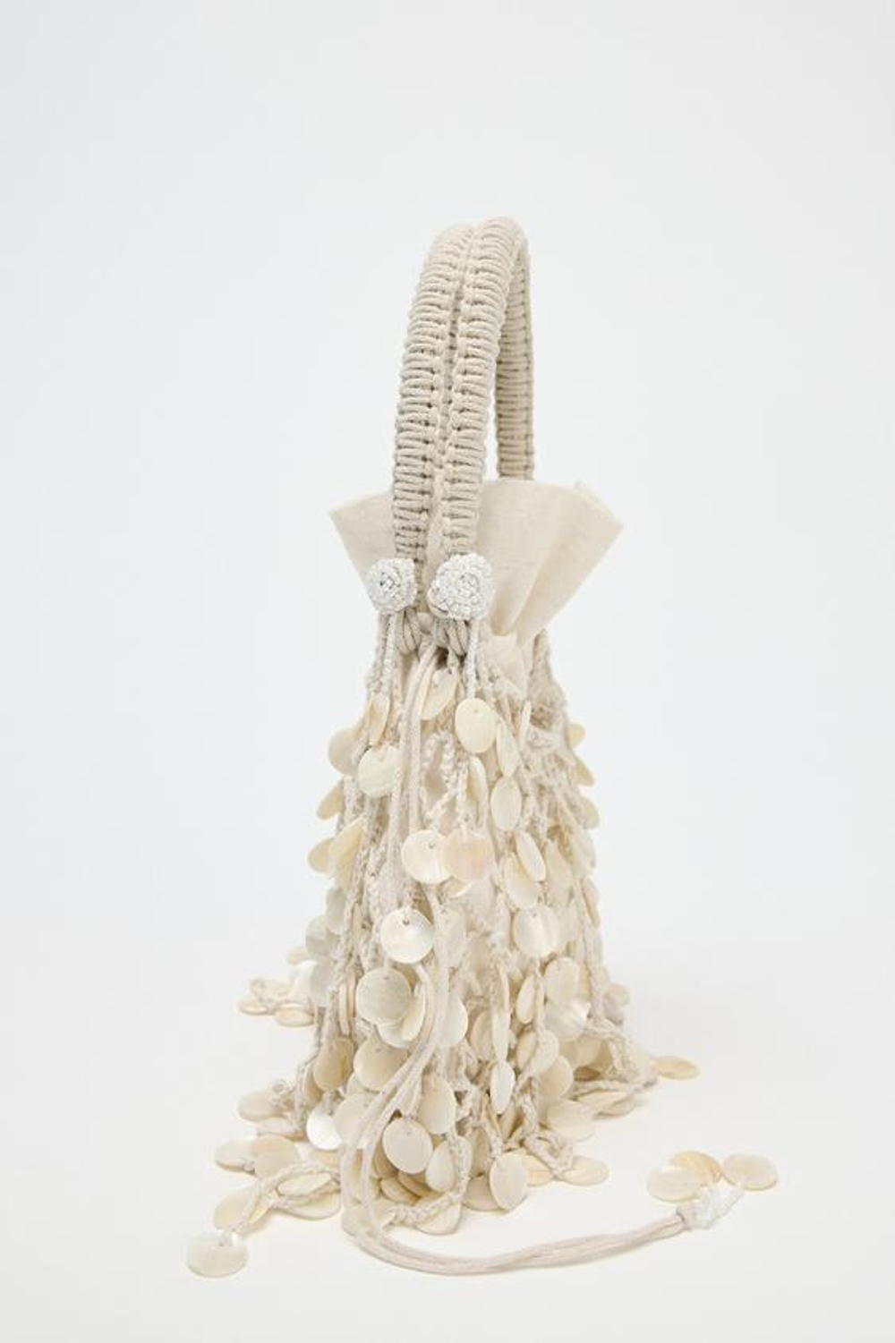 ZARA СУМКА С ПЕРЛАМУТРОВЫМИ ДЕТАЛЯМИ, СВЕТЛО-БЕЖЕВЫЙ