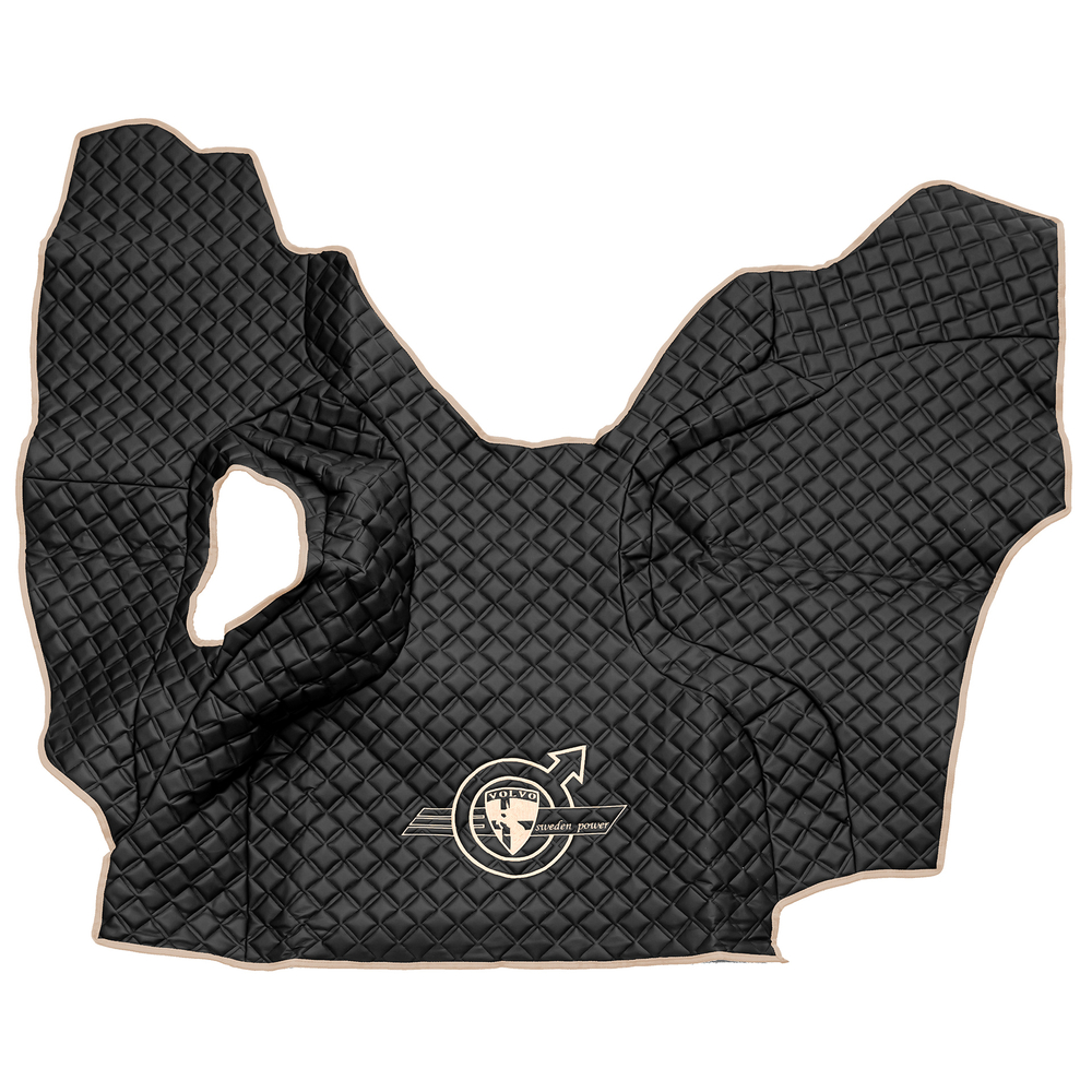 Ковры VOLVO FM до 2008 года (экокожа, черный, бежевый кант, бежевая вышивка)