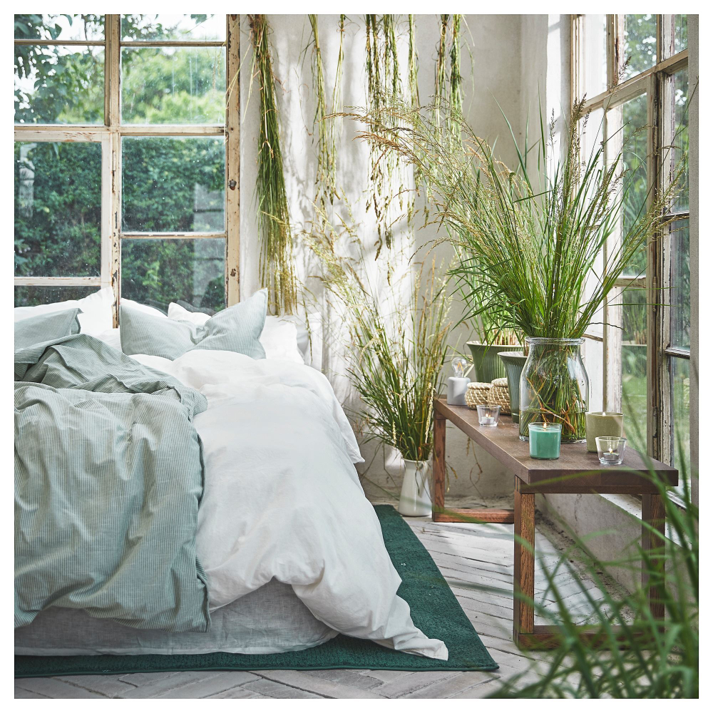 Свеча ароматическая IKEA HEDERSAM (ХЕДЕРСАМ), Свежая трава, Светло-зеленый, 20 часов