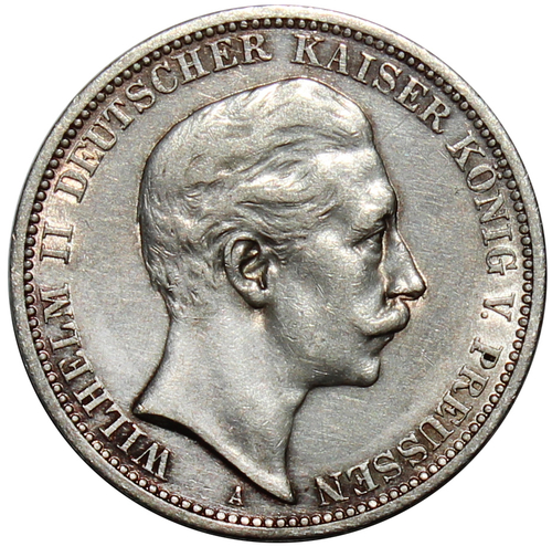 3 марки 1908 год. Вильгельм II. Германия. XF-