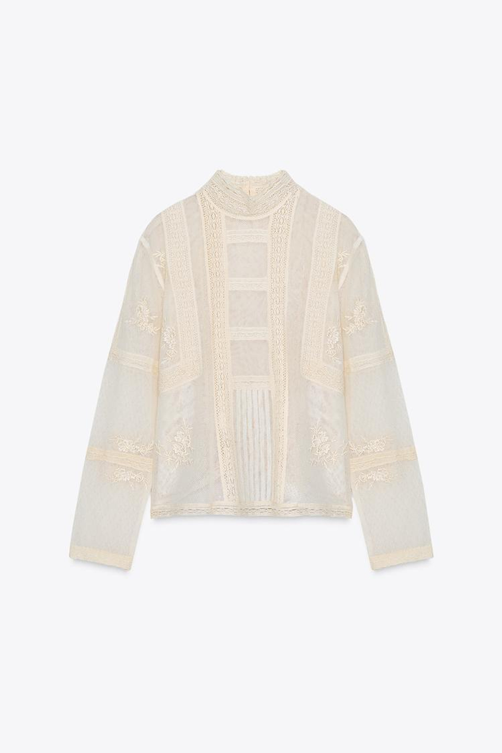 ZARA РОМАНТИЧНАЯ БЛУЗА С КРУЖЕВОМ — ZW COLLECTION, ЭКРЮ