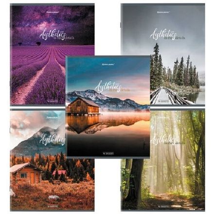 Тетрадь 96л, А5, клетка, Brauberg Nature, 4 вида,ассорти, 1шт.