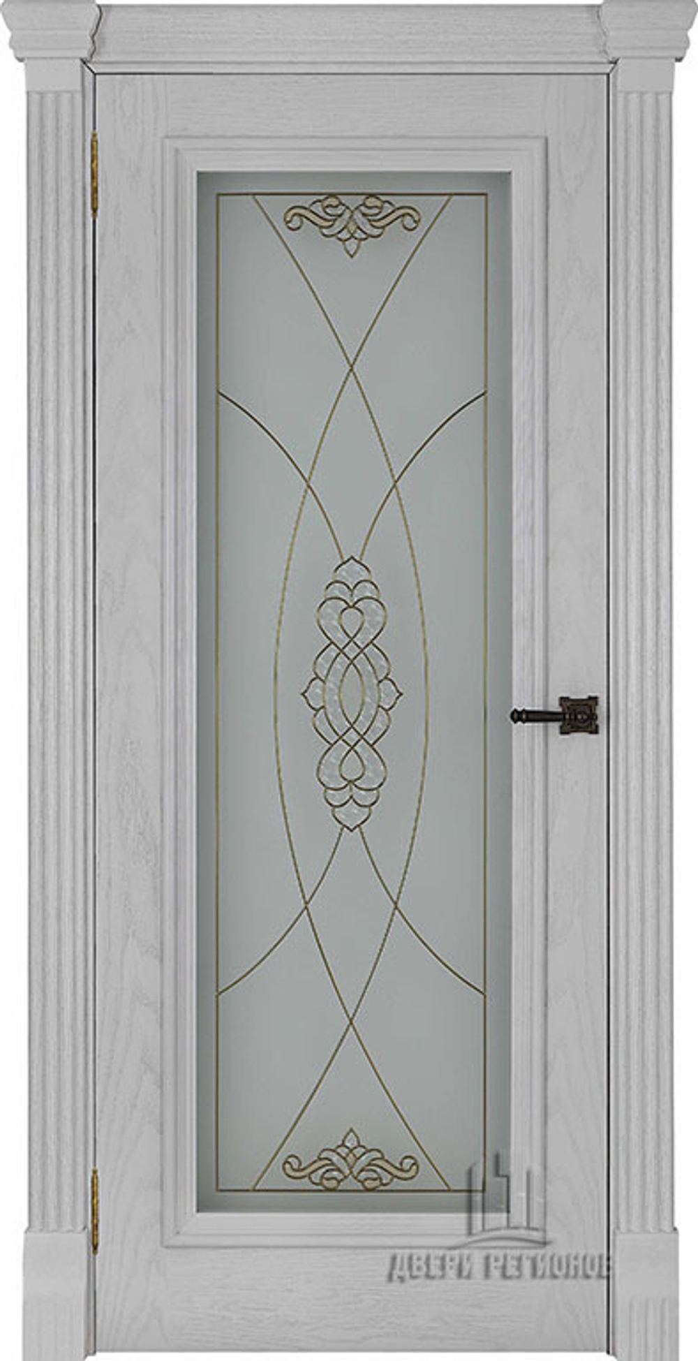 Дверь межкомнатная Тоскана витраж Мираж (широкий фигурный багет) Дуб Perla Остекленная