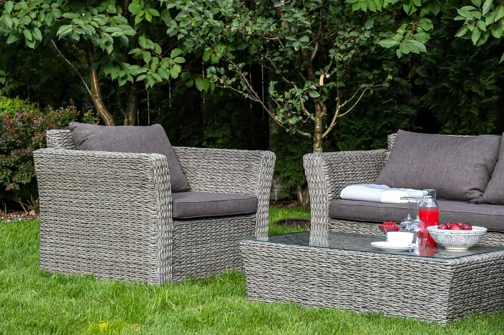 "Капучино Сингл" лаунж-зона из искусственного ротанга (гиацинт), цвет серый