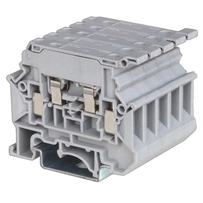 Клемма для предохранителя, винтовой зажим, 2 точки подключения, 4 кв.мм, серая