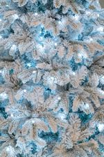 Заснеженная елка с гирляндой «Камчатская» холодный свет (Литая+пвх) 180 см / 1,8 м