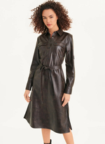 Женское платье DKNY Faux Leather Long Sleeve Midi