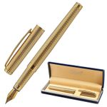 Ручка подарочная перьевая GALANT "VERSUS", корпус золотистый, детали золотистые, узел 0,8 мм, синяя, 143528