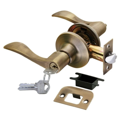 Ручка нажимная, комплект с механизмом ключ-фиксатор HK-03 L бронза античная матовая