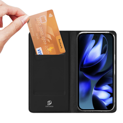 Чехол книжка из кожи черного цвета для Google Pixel 10a, серия Skin Pro Series от Dux Ducis