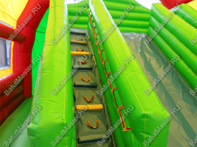 Надувной батут "Страна Сафария-2" с крышей и высокими горками 13*7*6 м