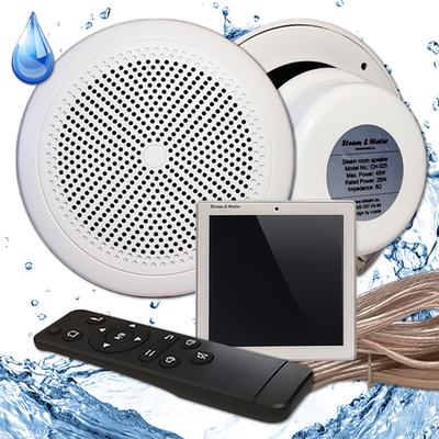 Комплект влагостойкой акустической системы для бани, сауны и хамама Steam&water SW2-White SENSOR