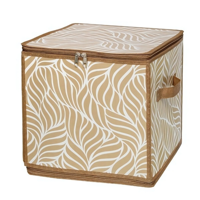 Короб складной на молнии "Листья", Д300 Ш300 В300, бежевый