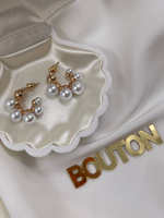 Серьги гвоздики полукольца золотые с жемчугом