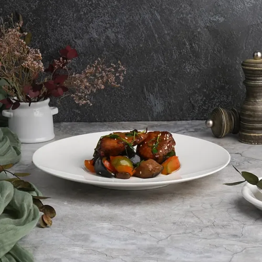 Тарелка d 25,5 см с широкими полями белая фарфор P.L. Proff Cuisine [6]