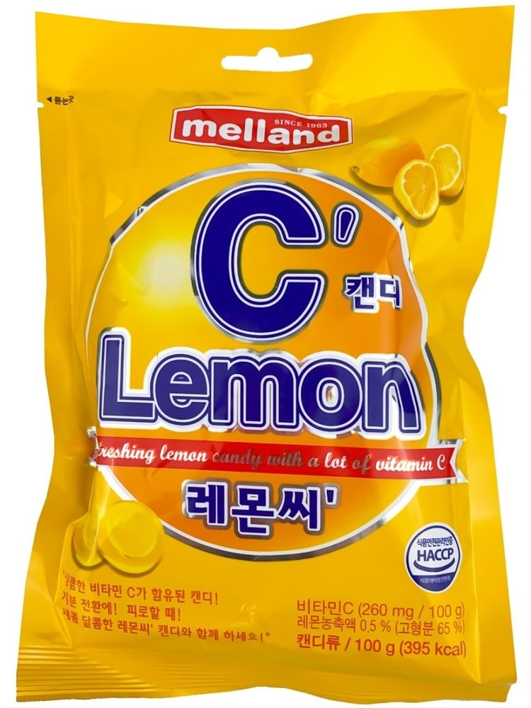 Карамель леденцовая Melland Lemon C лимонная с витамином С 100 г