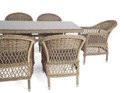"Амароне" обеденная группа из искусственного ротанга на 6 персон, цвет соломенный