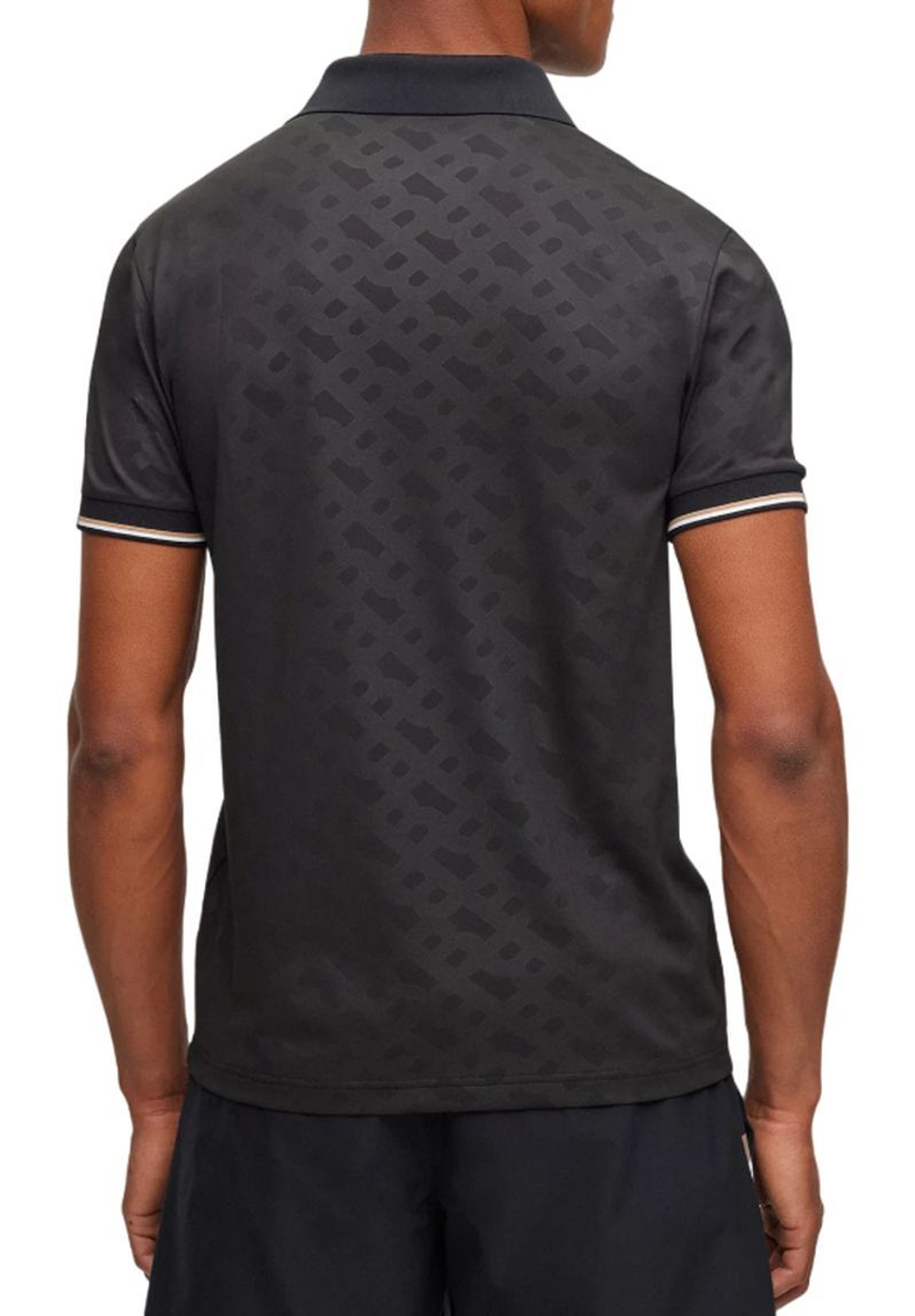 Мужское теннисное поло BOSS x Matteo Berrettini Monogram Slim-Fit Polo - black