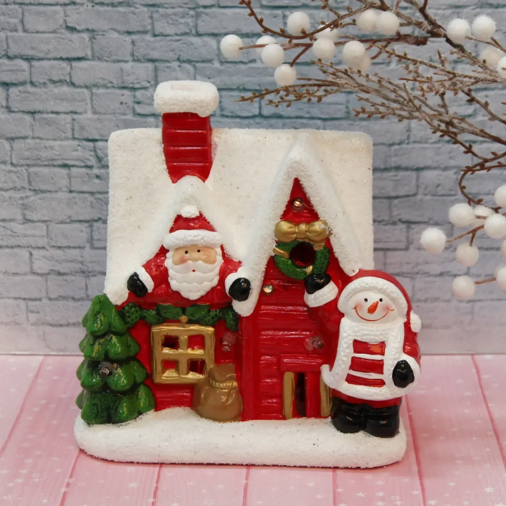 Фигурка с подсветкой Miracle «Домик с Дедо Морозом и Снеговичком» 20*18*10 см
