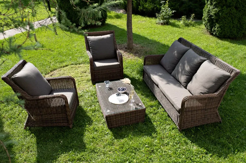 "Гляссе" лаунж-зона из искусственного ротанга, цвет коричневый