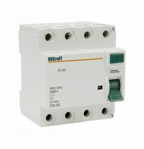 14078 Выключ.диф.тока 4п 25A-030 УЗО DEKraft