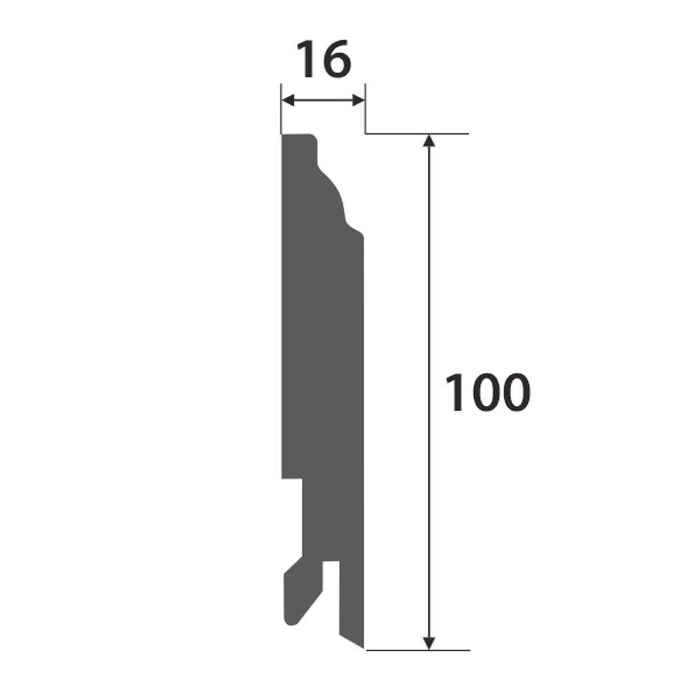 Плинтус МДФ ламинированный Лука Пл 100-3МДФ.2400.24016 белый 16x100х2400 мм