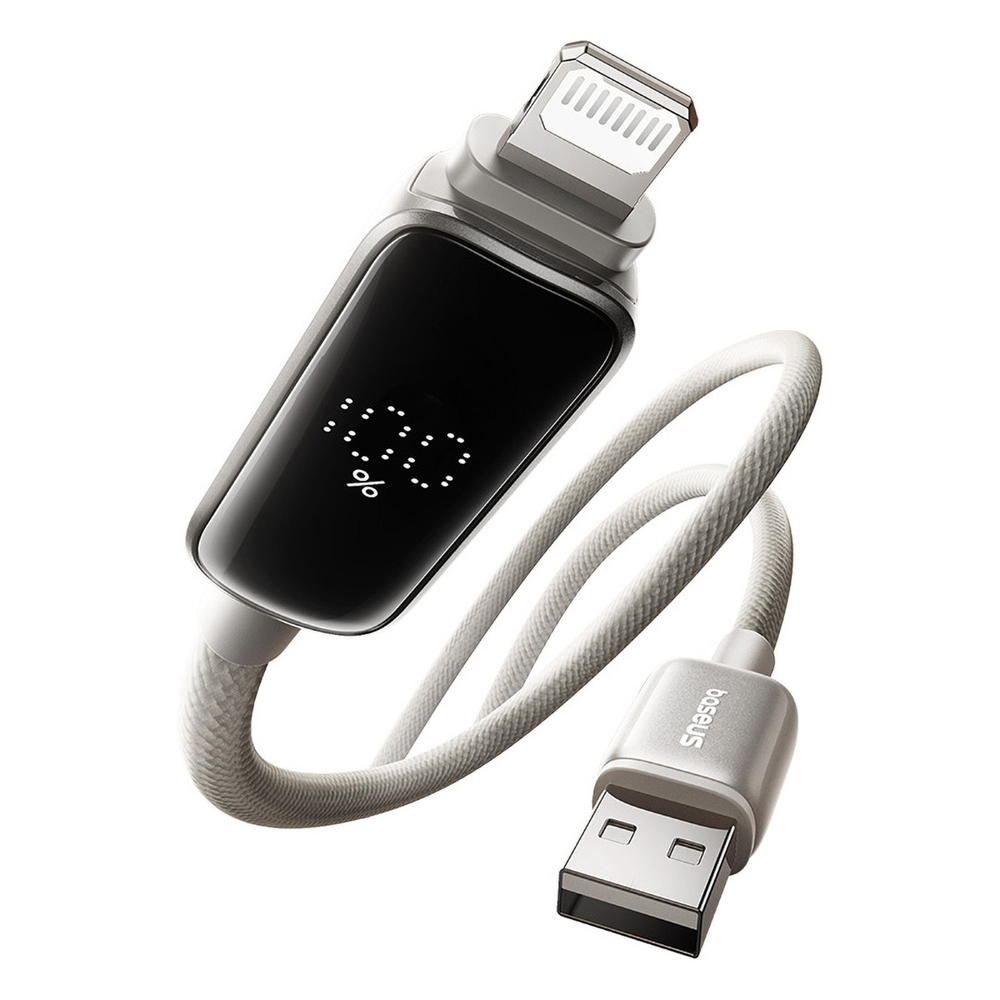 USB-A - Lightning Кабель Baseus Vipow Charging+Data 2.4A 1-2m - Galaxy Natural Titanium