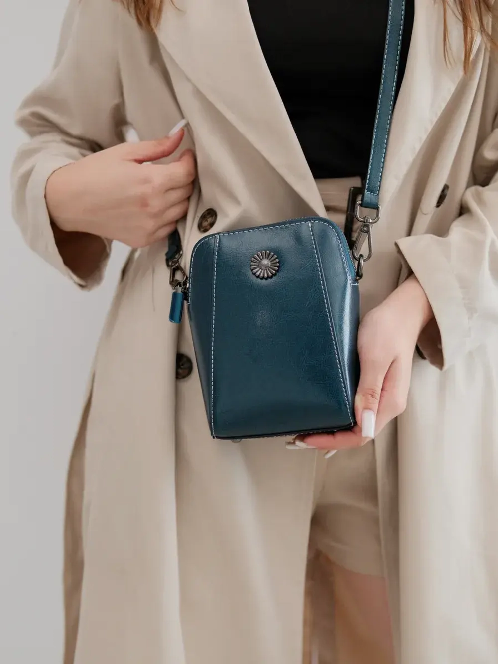 Сумка через плечо маленькая кросс боди для телефона кожаная