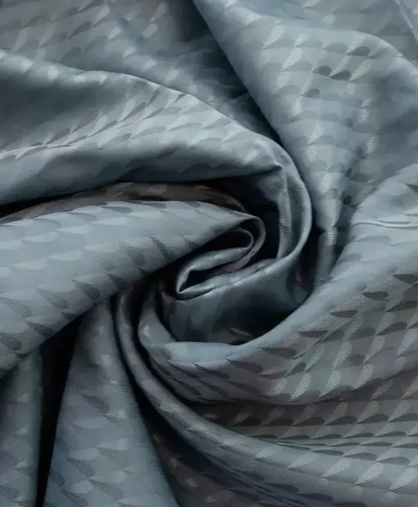 Ткань подкладочная Жаккард, шир. 145 см, 90(+/-5) гр/м2, вискоза 48%, п/э 52%, серо-голубой