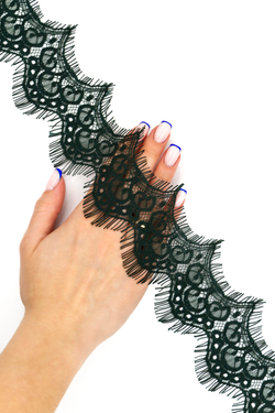 Узкое кружево шантильи тёмно-зелёное неэластичное 6,5 см