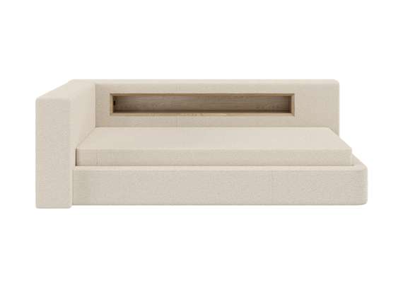 Диван-кровать Cube c нишей L (молочный, букле)