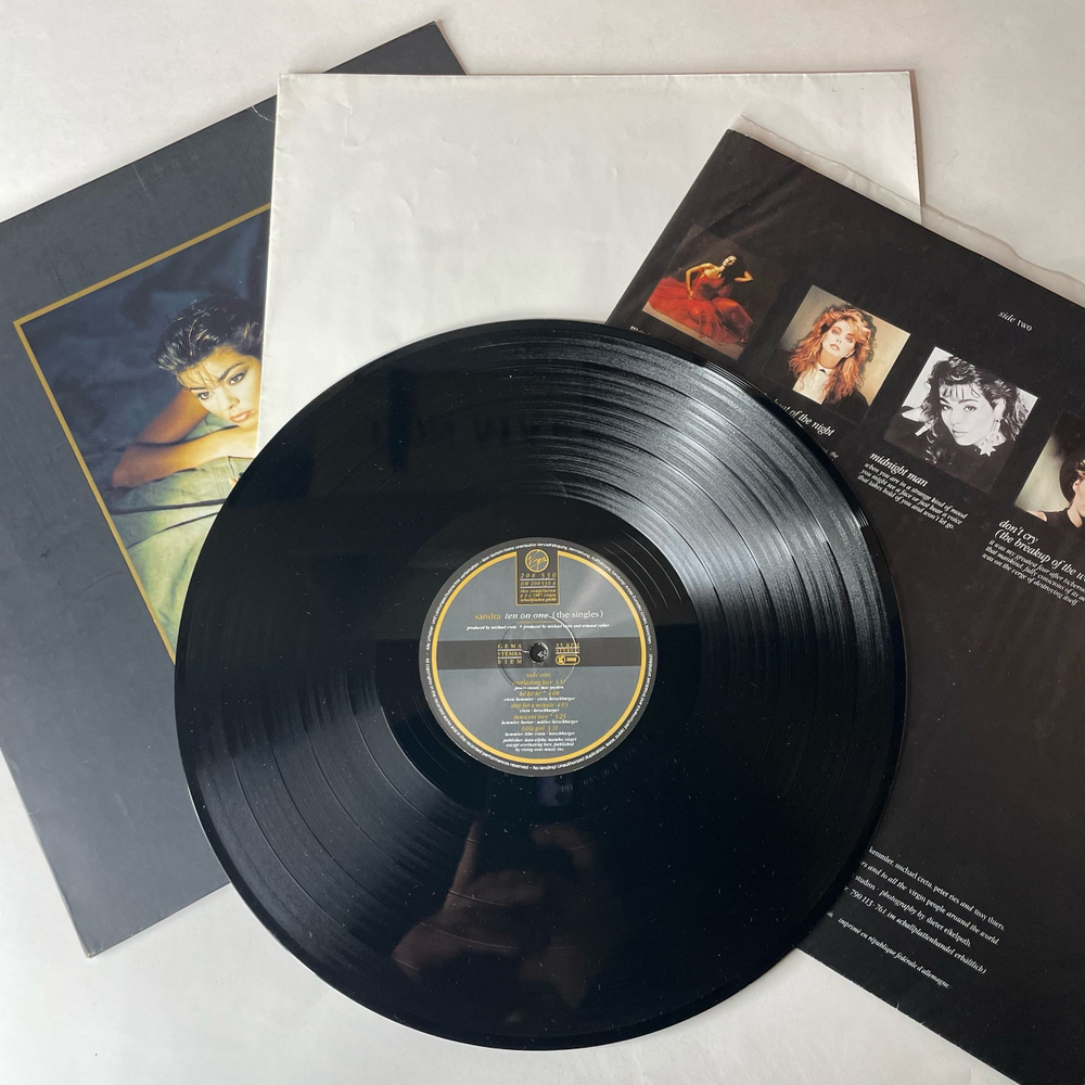 Винтажная виниловая пластинка LP Sandra Ten On One (The Singles) (Германия 1987) (С Постером)