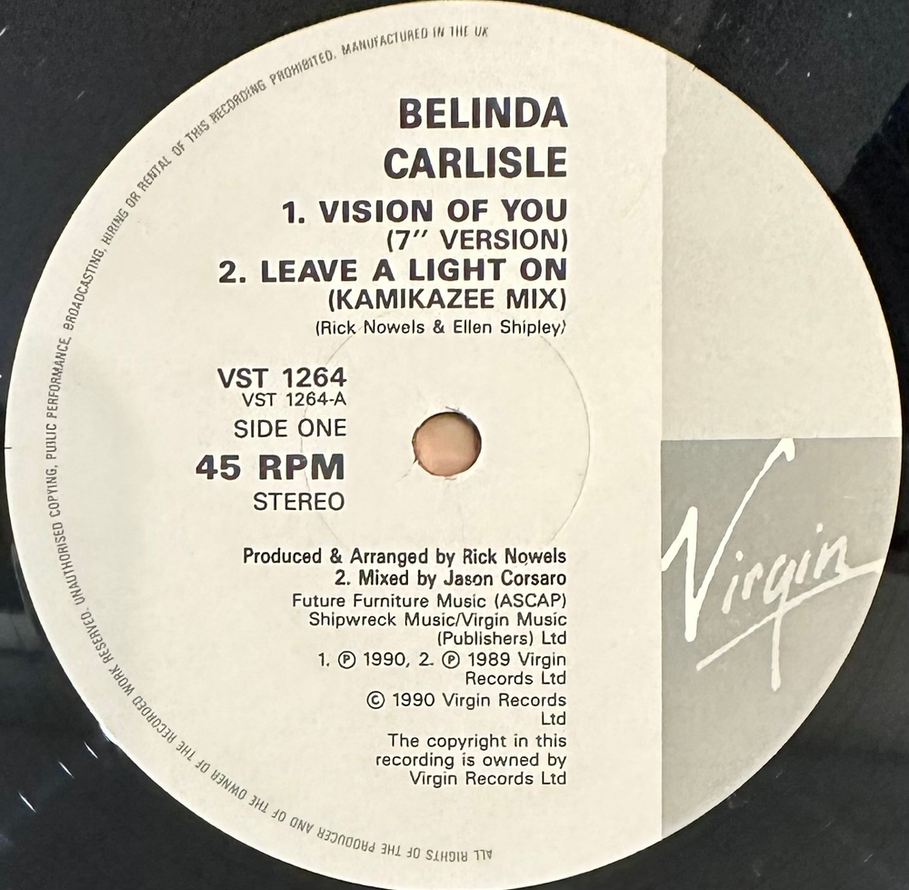 Belinda Carlisle - Vision Of You (Англия 1990г.) 12", 45 RPM