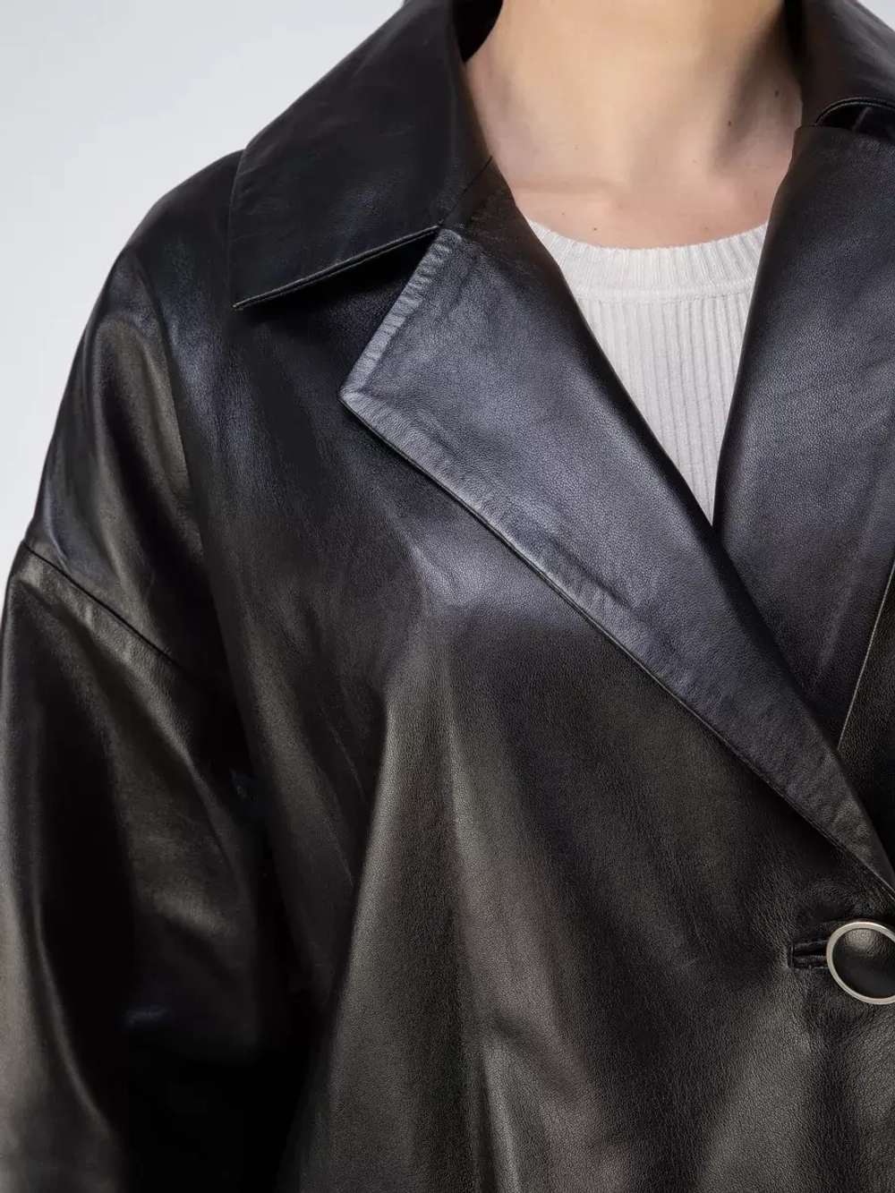 Кожаная куртка демисезонная оверсайз пиджак