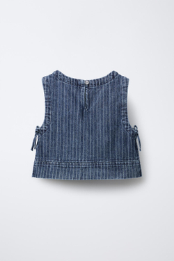 ZARA ДЖИНСОВЫЙ ТОП В ПОЛОСКУ, ПОЛОСКИ