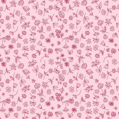 Летние цветы, розовый монохром