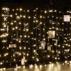 ULD-C3020-384-TBK WARM WHITE IP67 Занавес светодиодный с эффектом мерцания. 3х2м. Соединяемый. 384 светодиода. Теплый белый свет. Провод черный. TM Uniel