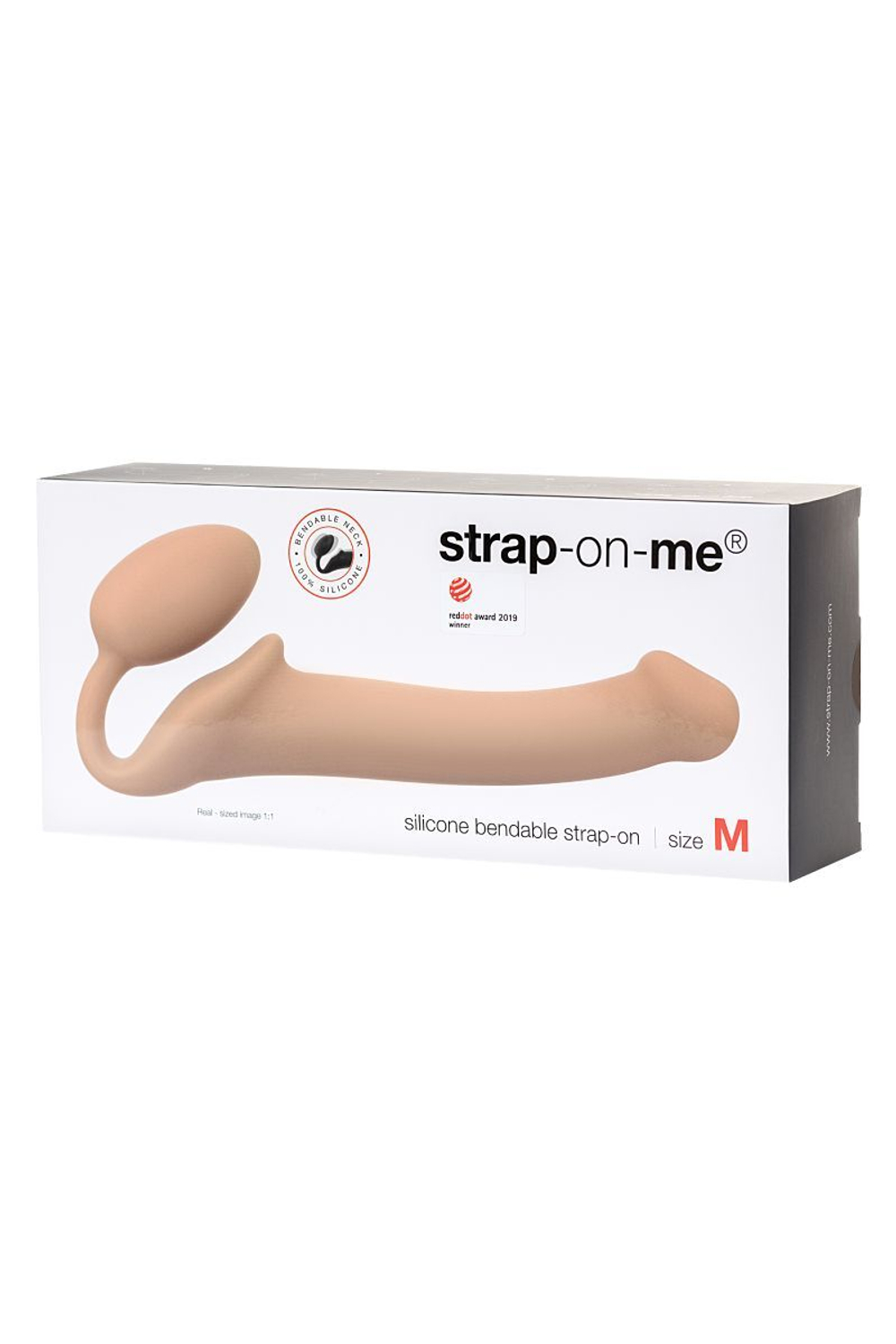 Телесный безремневой страпон Silicone Bendable Strap-On - size M