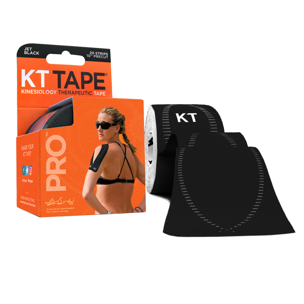 Кинезиотейп KT Tape PRO, Синтетическая основа, 20 полосок 25х5см, преднарезанный, цвет Черный