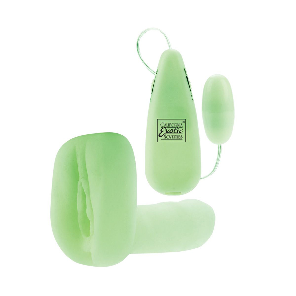 Люминесцентная вагина с виброэлементом (Цвет: зеленый)