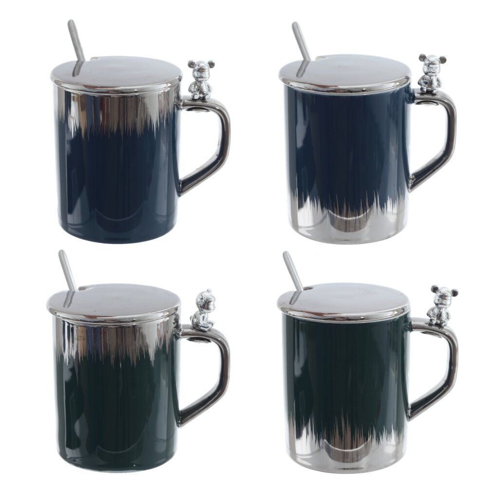 GAEM Кружка с крышкой и ложкой, 330 мл, L12 W8 H12,5 см, 4в.