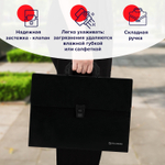 Папка-портфель пластиковая BRAUBERG А4 (332х245х35 мм) 13 отделений фактура диагональ черная (3 штуки в упаковке)