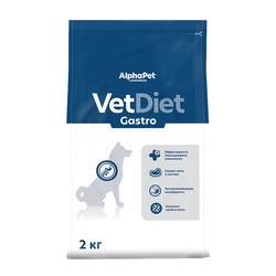 Сухой диетический корм AlphaPet VetDiet GASTRO для взрослых собак при острых расстройствах пищеварения, в реабилитационный период и при истощении
