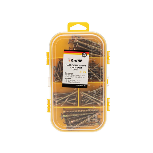 Набор дюбель-гвоздей 170шт (бокс) Kranz KR-01-3101-06