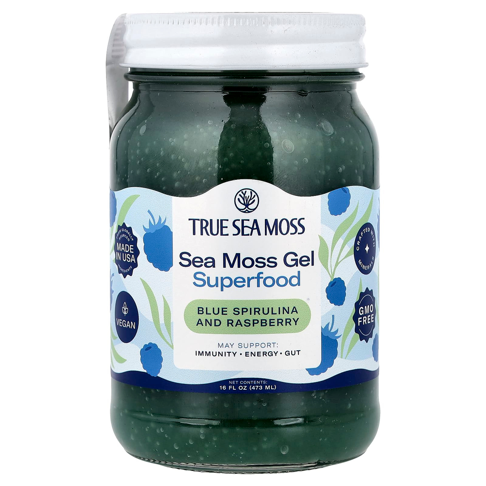 True Sea Moss, гель из морского мха, суперфуд, голубая спирулина и малина, 473 мл (16 жидк. унций)