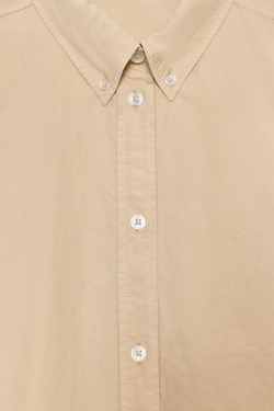 ZARA РУБАШКА ИЗ ВЫСТИРАННОГО ПОПЛИНА, БЕЖЕВЫЙ