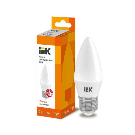 Лампа светодиодная IEK E27 7W 3000K матовая LLE-C35-7-230-30-E27