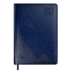 Ежедневник датированный 2026 ESCALADA, А5, 176 л., арт. 70221/ 15 САРИФ СИНИЙ (кожзам: 146x211 мм, твёрдый переплёт с поролоном, материал обложки: искусственная кожа "Сариф"; декор: блинтовое тиснение; способ крепления блока: ниткошвейный; вн. блок: