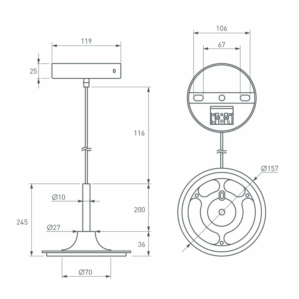 Подвес SPX-HANG-R150-L1400 (BK) (Arlight, Металл) 043223